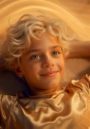 An ai art scenario where a boy is lying in an ancient sand chamber of endless time, as sands seem to swirl and awaken around him #ai #aiart #boy #lounging #sand