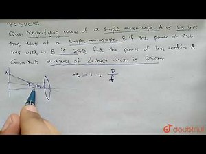 Magnifying power of a simple microscope A is 1.25 less than that of a simple