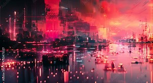 Tech glitch, distorted pixels and digital noise