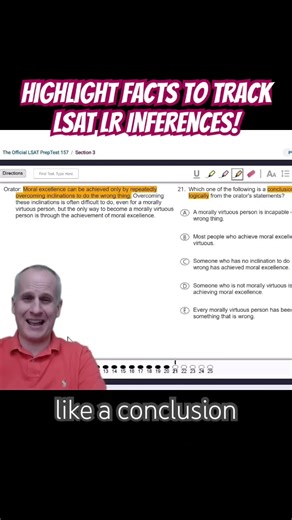 Track #lsat Facts with the Highlighting Tool to Find #logicalreasoning Inferences Using PrepTest 157