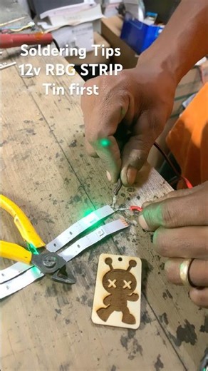 #soldering #wires to 12v led strip #fypyoutube #practicemakesperfect