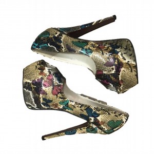 RED kiss heels brand new pythons pattern PU peep toes platform