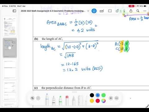 Math Assignment 4.4 Coordinate Geometry Q8
