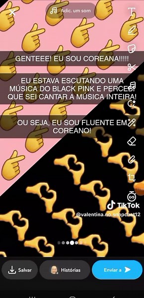 Valentina nas redes sociais no TikTok