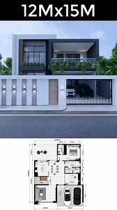 Modern House 12x15 m with 5 Bedrooms SamHousePlans.com #housedesign #Homeplan #homeplanner #tinyhome #tinyhomedesign #architecturedesign #architect #architecture | Sam Architect