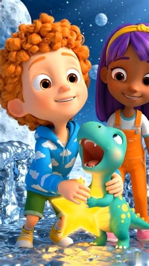 🌙🚂 Tiny Dino and the Moonlight Train! ✨🦖 #kids #shorts #brightkidsusa