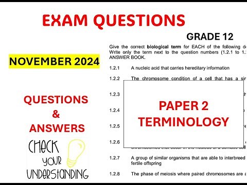 Grade 12: Exam Question November 2024 Paper 2 | Terminology | Life Science #grade12