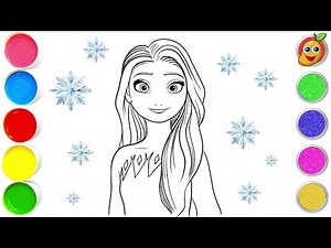 Frozen 2 Elsa Princess Drawing & Coloring Step By Step | How To Draw Elsa Princess