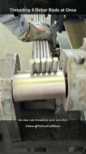 Threading 6 Rebar Rods at Once