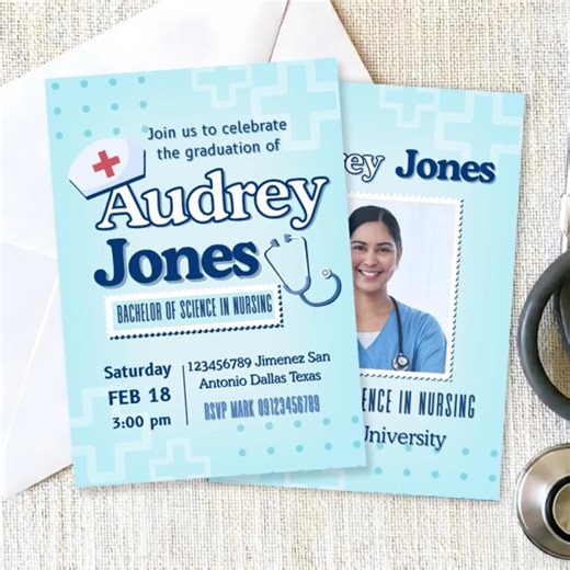 Nurse Graduation Party Digital Invitation With Photo - Medical Student Grad Invite - Printable - Made to Order - Personalized - Etsy