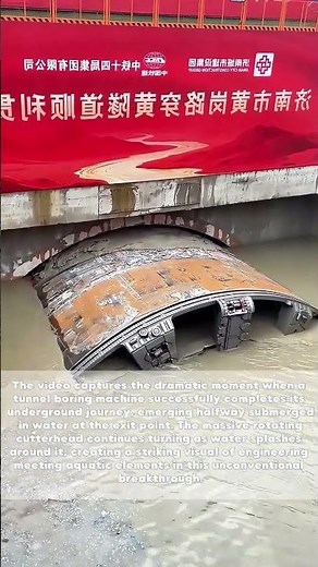 Tunnel Breakthrough: Watch a Shield Machine Emerge Half-Submerged in Water!