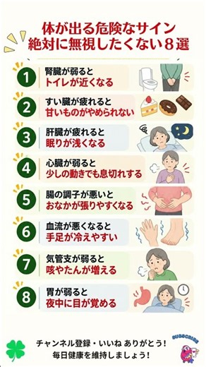 体が出すSOSサイン！絶対に無視したくない8選 #SOS#健康 #危険サイン #体のサイン #シニア健康 #健康知識 #腎臓 #腸 #すい臓 #心臓 #胃 #気管支 #肝臓 #血流 #肺#Shorts