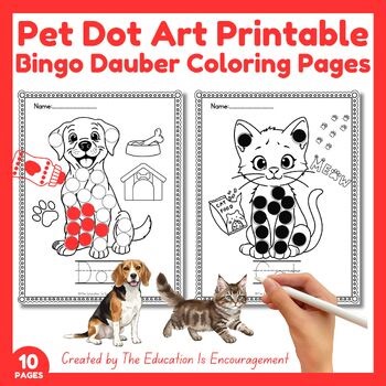 Pet Dot Marker Coloring Pages | Bingo Dauber Pets Fine Motor Activities