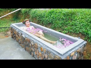 Building A Outdoor Bathtub For Soaking And Relaxing - Alone Girl Living Off Grid