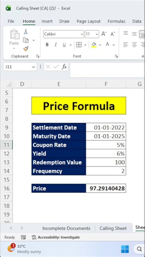 Financial Formula for Price Calculation👆