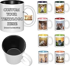 Custom Mugs Design Your Own Style with Photo or Logo, Personalized Mugs with Text, Multiple Colors, Customized Gift for Dad, Mom, Husband, Wife, 11oz