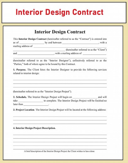 Interior Design Contract - Interior Design Agreement Template - Word and PDF File - Instant Download - Etsy