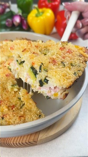 I made a delicious, melty rice and vegetable bake! #recipe