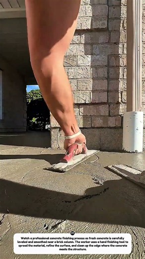 Professional Concrete Finishing Technique | Smooth Slab Finish Around Brick Edges