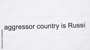 Internet browser search bar question typing text Russian aggression animated headline of news outlets around the world. Russian Federation Putin attacked Ukraine. War in Ukraine, troops, soldiers