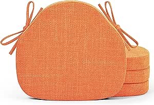 Shinnwa Kitchen Chair Cushions Set of 4, High-Resilience Foam Windsor Seat Pads, Dining Chair Cushions with Ties & Textured Cover, 4 Pack, 16.5 x 15.5 x 2, Burnt Orange