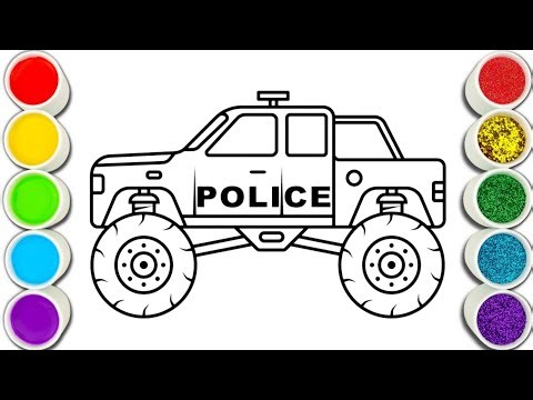 How to Draw and Color a Police Truck Step by Step | Kids Drawing