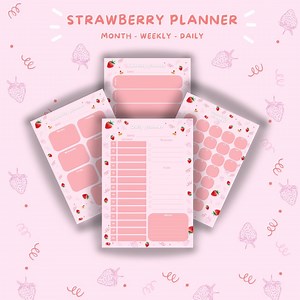 Daily Planner - Strawberry Theme - Instant Download (editable and Printable PDF) - Etsy