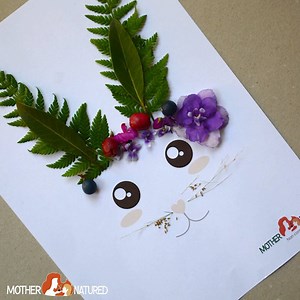 Beautiful BUNNY NATURE CRAFT. Bring together natural materials and creativity to build your bunny's face and character. https://mothernatured.com/printables/bunny-nature-craft-printables/ | Mother Natured
