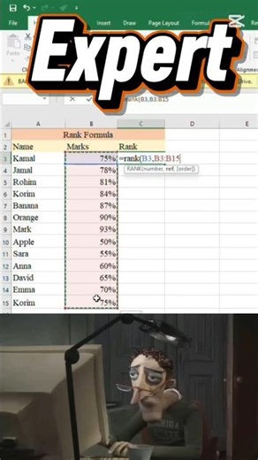 Excel Expert Trick | Rank Students by Percentage in Excel | Office Excel Pro