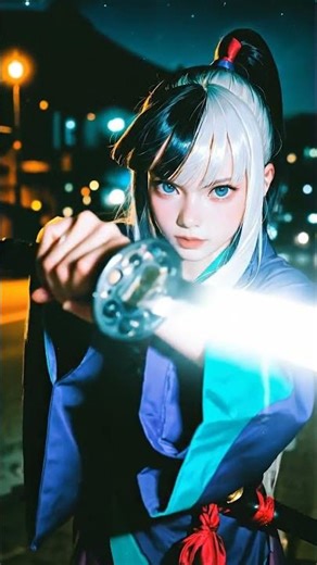 女剣士着物日本刀侍剣術女性侍和風アクション和風ファンタジー美剣士女武士刀シネマティックショート動画