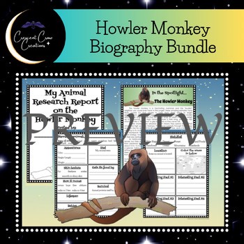 Howler Monkey Animal Bio | Color Sheet, Fact Sheet, and Graphic Organizers