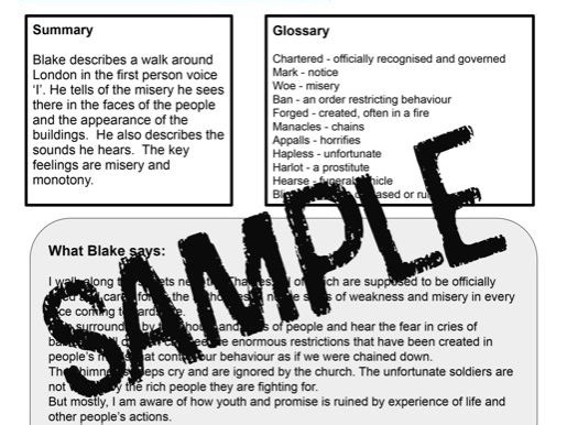 Understanding Blake's London - Study Guide and Workbook | Teaching Resources