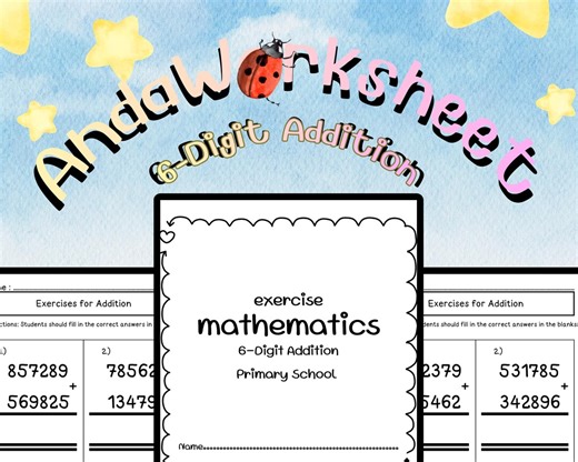 6-digit Addition Worksheets for Primary School - Etsy