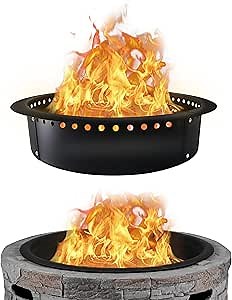 FEBTECH 46” Smokeless Fire Pit Insert - Heavy Duty Outdoor Fire Pit Ring with Heat Resistant Coating - Recommended DIY Portable fire Pit Ring for Outdoor Camping Bonfire & Family Gatherings