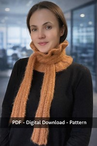 Knitted Ruffle Jabot Scarf Pattern | Beginner Friendly (PDF Pattern EN/RUS) - Etsy