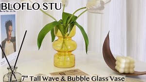 BLOFLO Orange Transparent Glass Hydroponic Vase, 7Inches Colored Glass Vase for Flower, Modern Geometric Three-Layer Floral Vases for Home Office Wedding Table Décor (Orange)