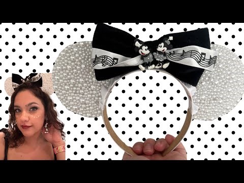 DIY No Sew Pearl Mickey Ears | WITH Removable Bow | Steamboat Willie Inspired