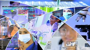 blood motion graphics laboratory microscope technology touch screen healthcare