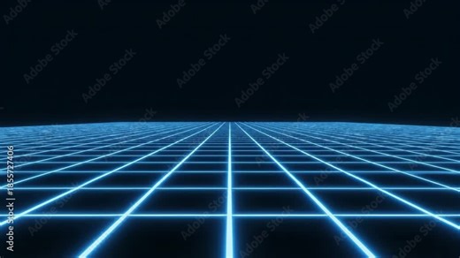 This video features a dynamic futuristic digital grid with glowing lines, creating a high-tech sci-fi landscape perfect for technology and innovation themes.