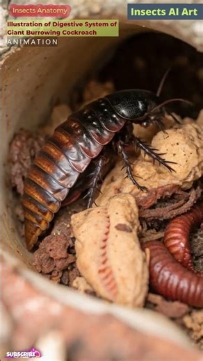 Illustration of Giant Burrowing Cockroach's Digestive System Animation | Insects AI Art | 01