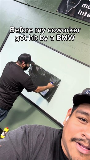 before my coworker got hit by a bmw🥲