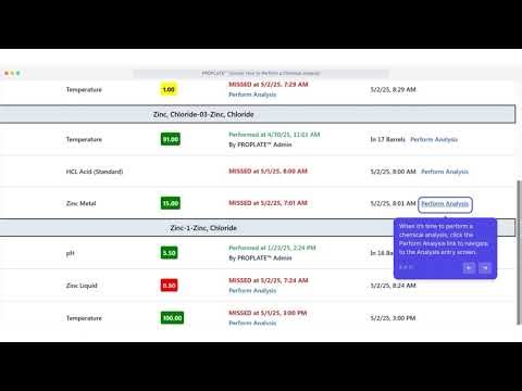 How to perform Chemical Analysis in PROPLATE
