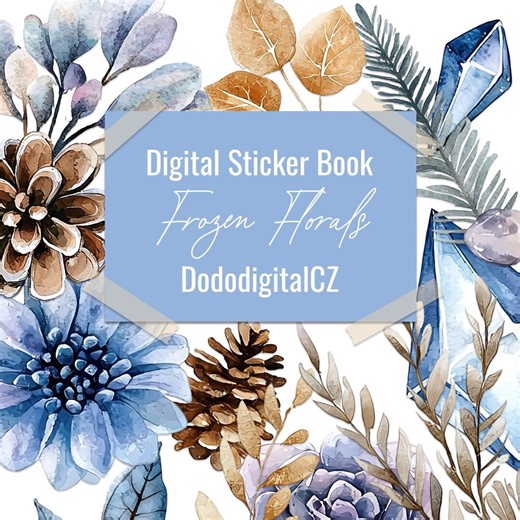 Frozen Florals Goodnotes Sticker Bundle | Digital Stickers | Pre-cropped Stickers | Planner Sticker Kit | Winter Stickers | Crystals - Etsy