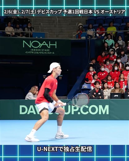 U-NEXTテニス on Instagram: "デビスカップ 予選1回戦 日本🇯🇵 VS オーストリア🇦🇹 第1試合は綿貫陽介が6-3 6-4で勝利🔥 U-NEXTにて生配信🎥 日本代表をみんなで応援しよう🇯🇵"