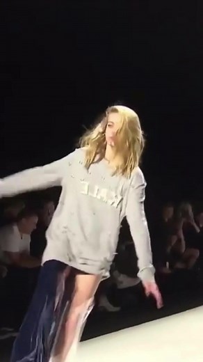 Models falling on the runway