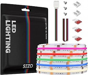 SEZO COB RGBW LED Strip Lights RGB+Natural White 4000K 16.4FT/5M DC12V 896LEDs/m 12mm Width Flexible High Density Uniform Color Changing FCOB RGBNW Strips Tape for Home DIY Decoration Party Bar