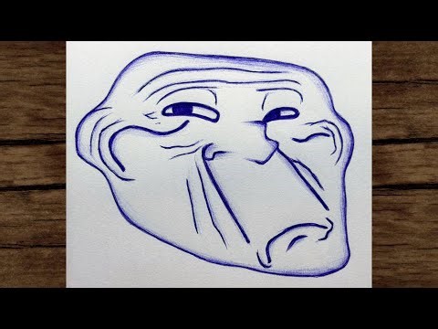 How to draw troll face step by step | drawing troll face | easy pen drawing