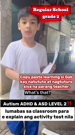 Autism ADHD & ASD LEVEL 2‼️ Regular School grade 2 . Copy paste learning si Gab kay natututo at nagtuturo siya na parang teacher. lumabas sa classroom para e explain ang activity test nila #everyone #highlights #gabsworld | Gab's World
