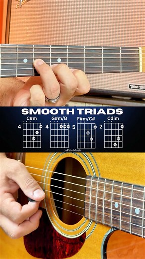 Smooth Triads: C♯m → G♯m/B → F♯m/C♯ → Cdim - Guitar Chord Progression & Melody - #shorts