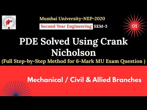 PDE Solved Using Crank Nicholson ✨🎓 | Full Step-by-Step Method for 6-Mark MU Exam Question